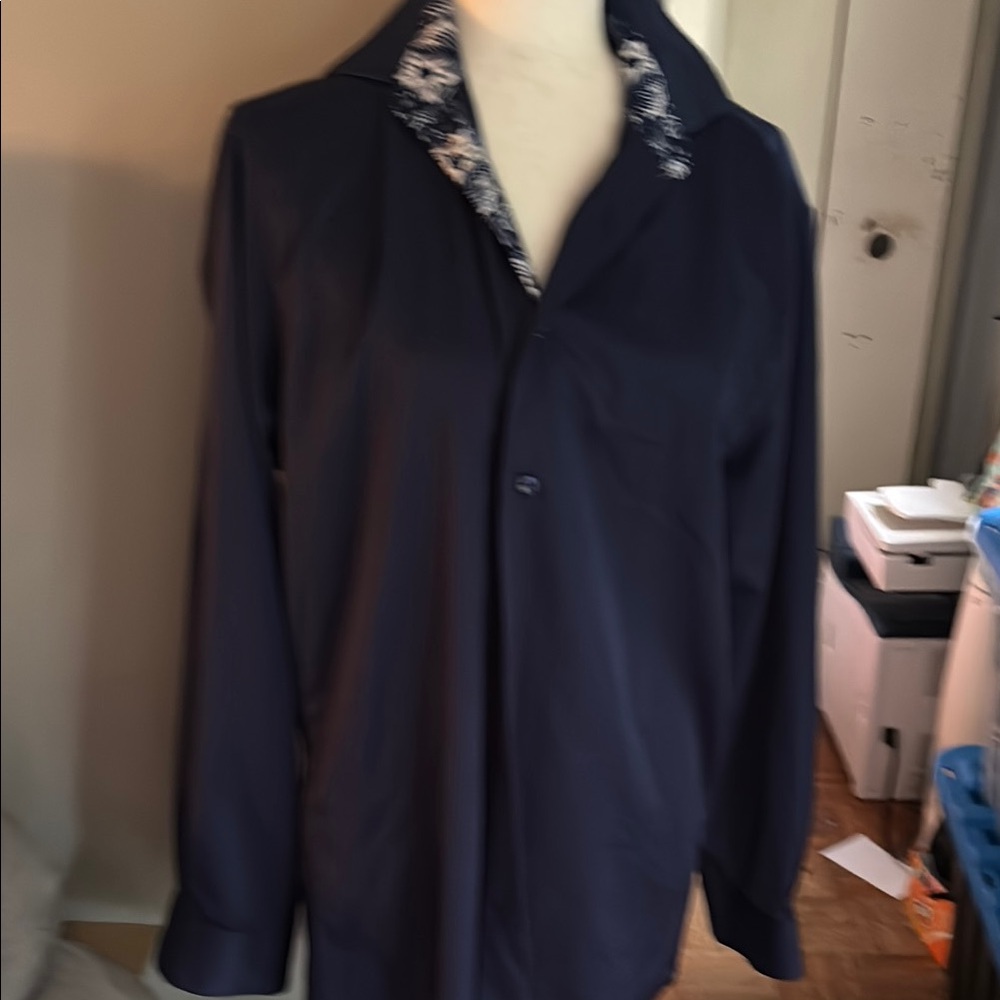 Elegant Navy Long-Sleeve Shirt